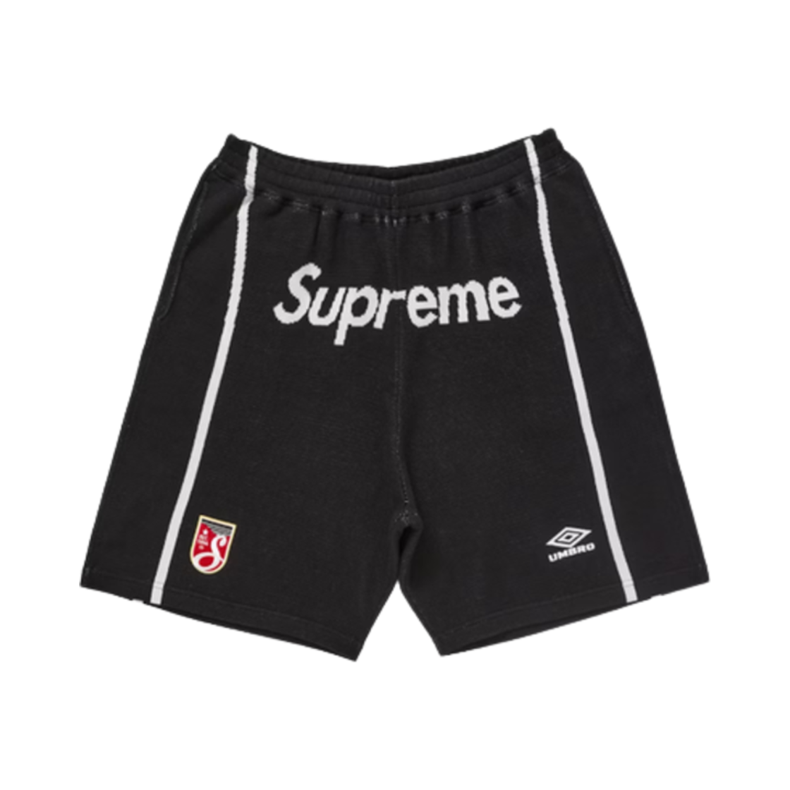 슈프림 x 엄브로 니트 사커 쇼츠 블랙 - 25SS(Supreme x Umbro Knit Soccer Shorts Black - 25SS)