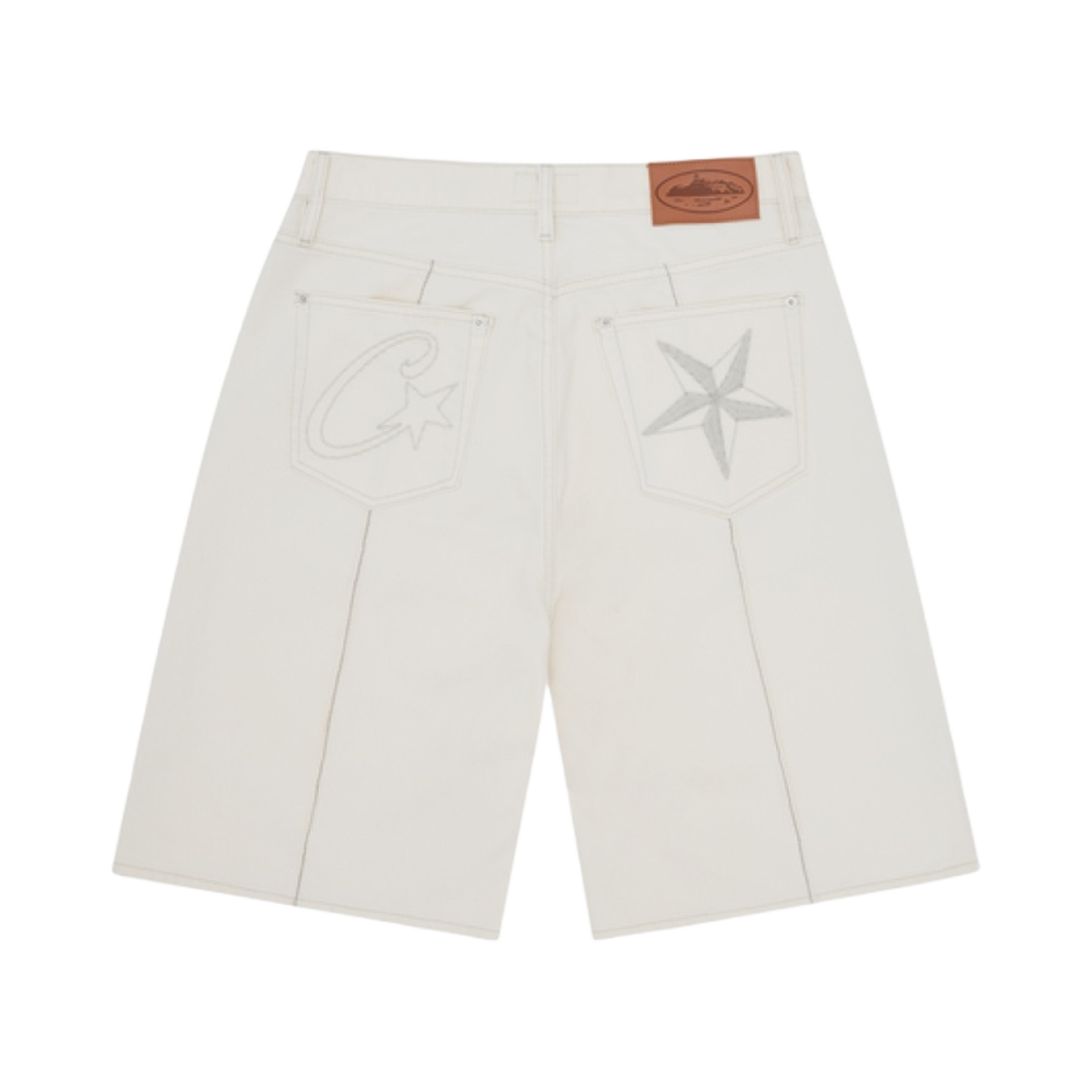 - Corteiz C Star Denim Shorts Natural