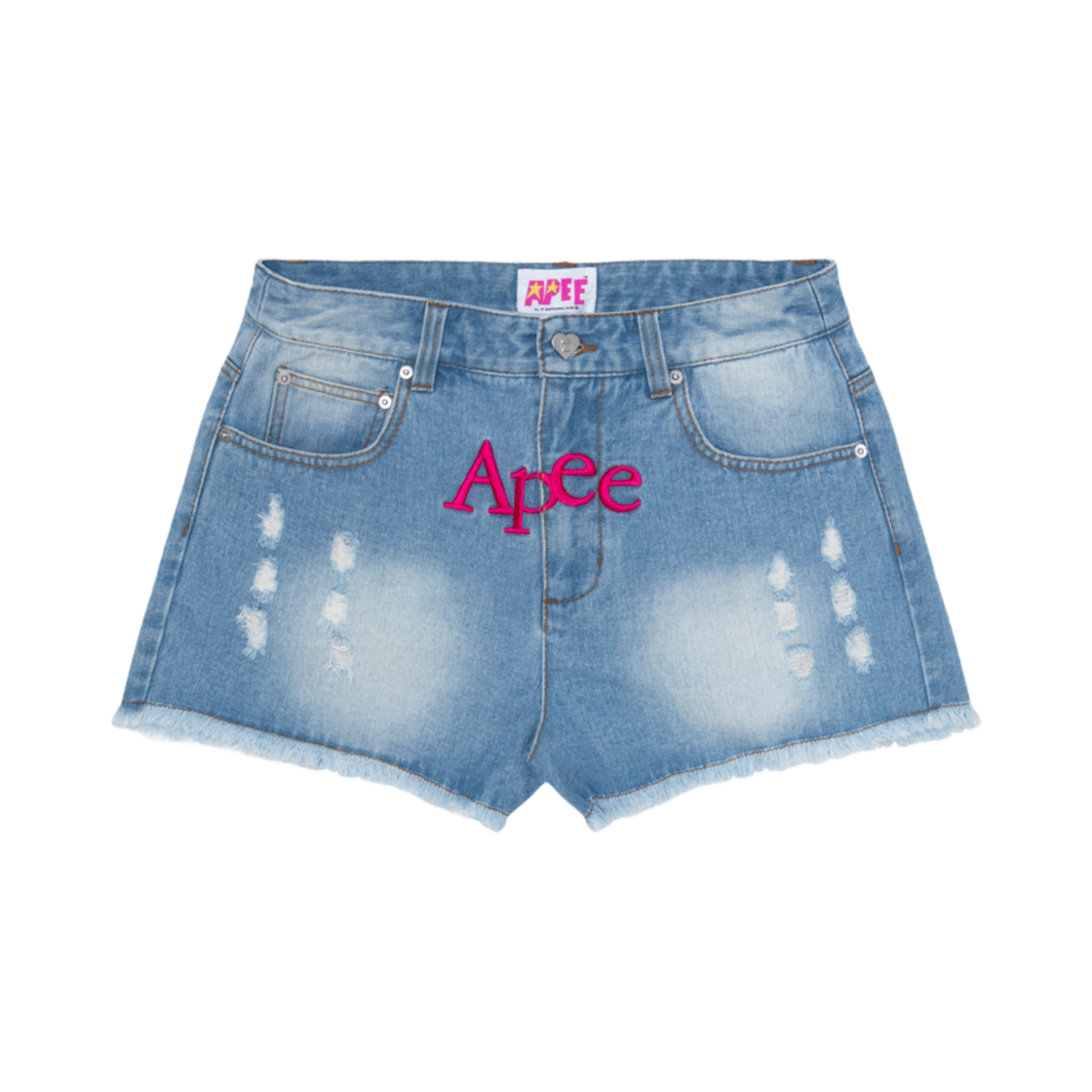 (W) 베이프 로고 데님 쇼츠 데님((W) BAPE Logo Denim Shorts Denim) - 1