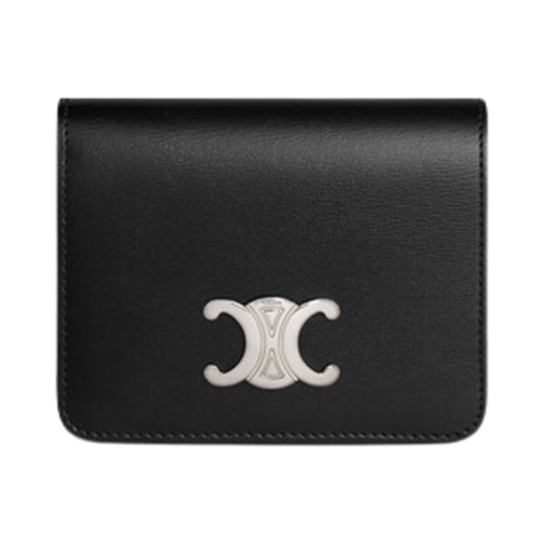 셀린느 샤이니 카프스킨 트리옹프 컴팩트 월렛 실버 블랙(Celine Triomphe Compact Wallet in Shiny Calfskin Silver Black)