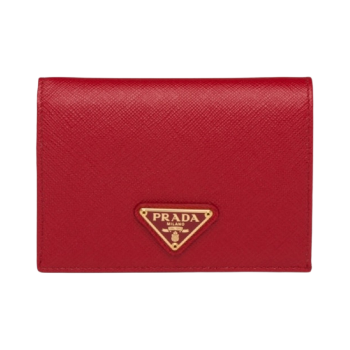 1MV021-QHH-F068Z Prada Saffiano Triangle Logo Half Wallet Fiery Red