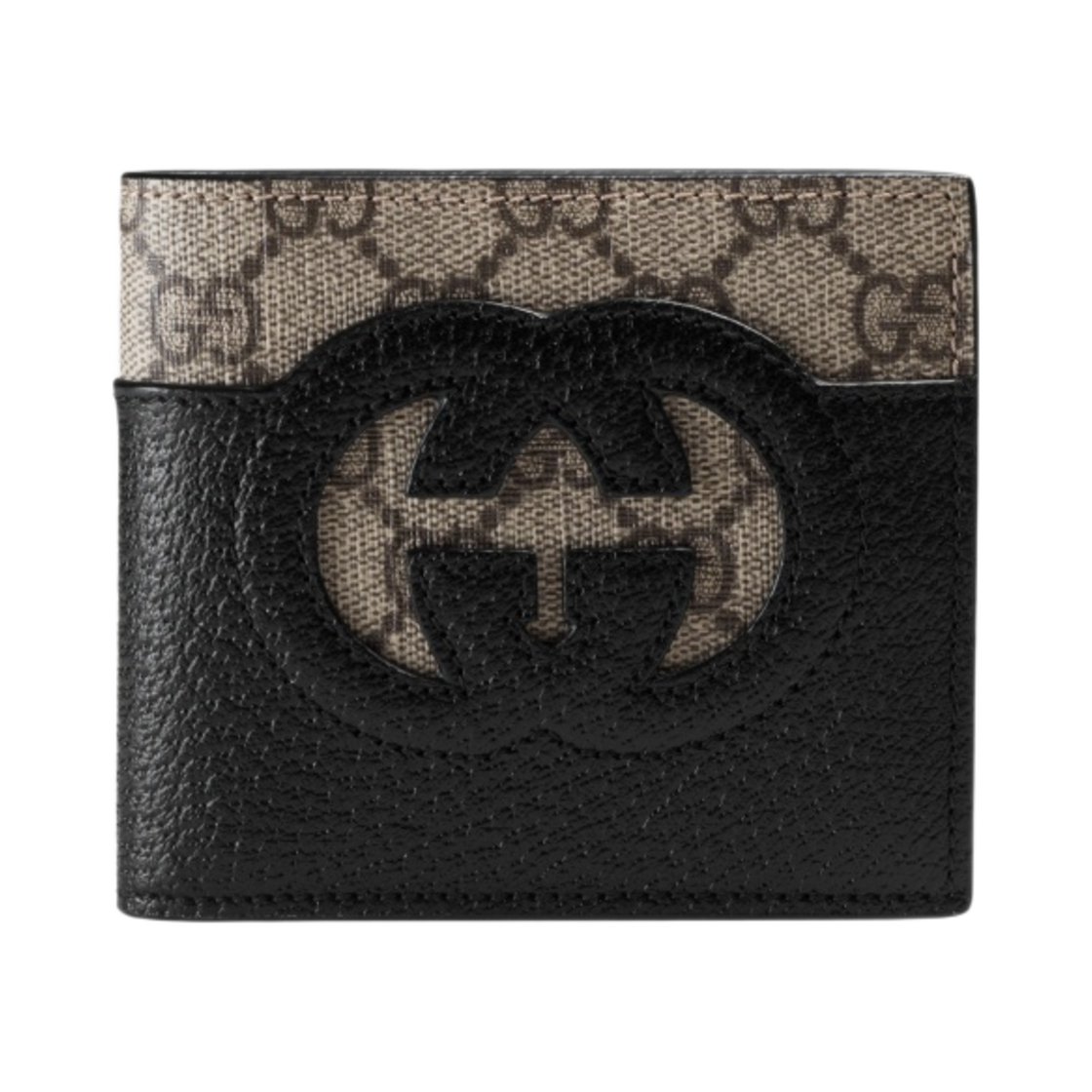 구찌 컷아웃 인터로킹 G 반지갑 블랙 베이지 에보니(Gucci Bi-Fold Wallet with Cut-Out Interlocking G Black Beige Ebony) - 1