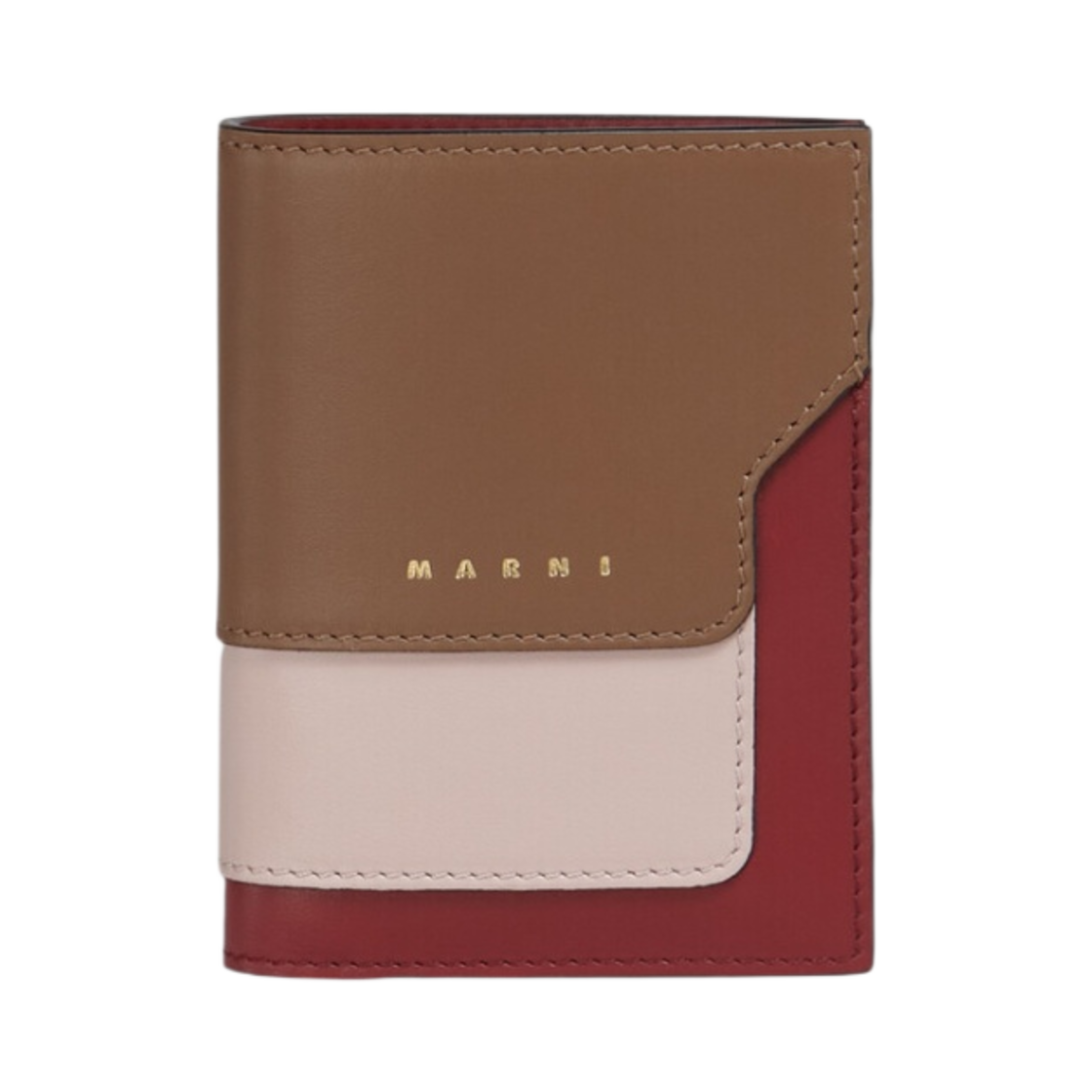 마르니 사피아노 반지갑 골드 브라운 쿼츠 버건디(Marni Saffiano Bi-Fold Wallet Gold Brown Quartz Burgundy) - 1