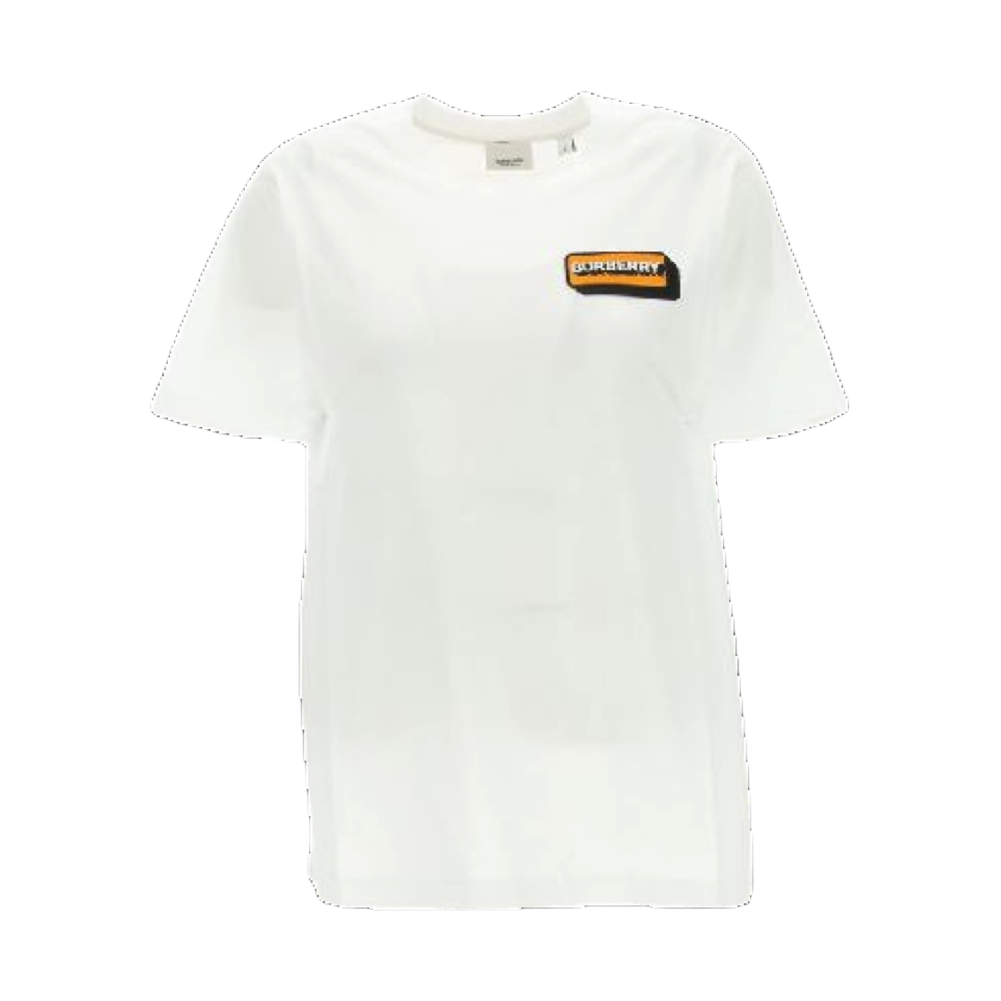 (W) 버버리 로고 아플리케 오버사이즈 티셔츠 화이트 오렌지((W) Burberry Logo Applique Oversized T-Shirt White Orange) - 1