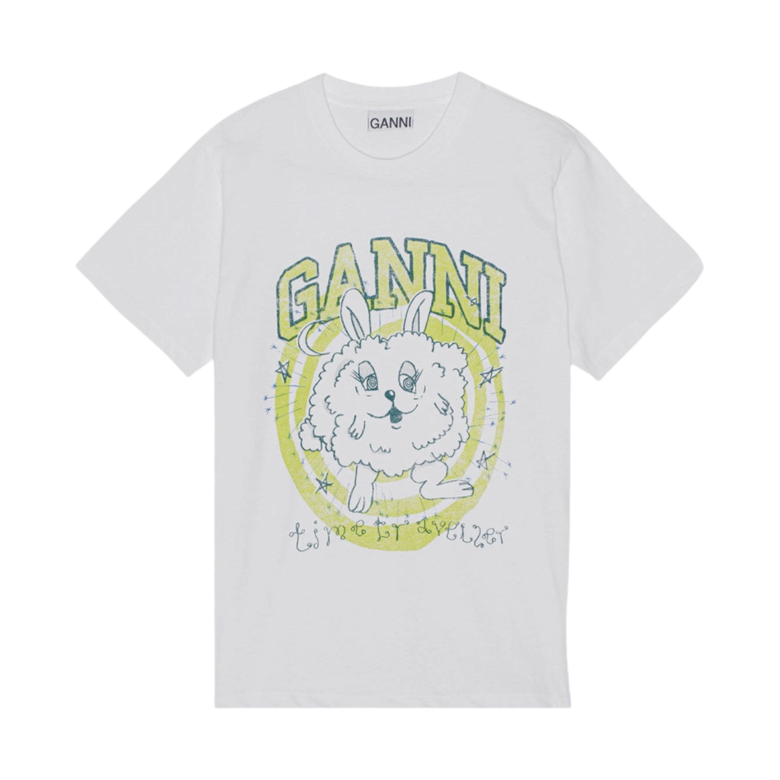 (W) 가니 릴렉스드 버니 티셔츠 브라이트 화이트((W) Ganni Relaxed Bunny T-Shirt Bright White)