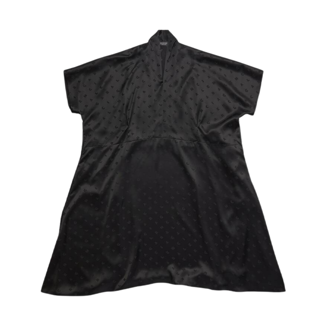(W) 발렌시아가 로고 레터 올 오버 오버사이즈 드레스 블랙((W) Balenciaga Logo Letters All Over Oversized Dress Black) - 1
