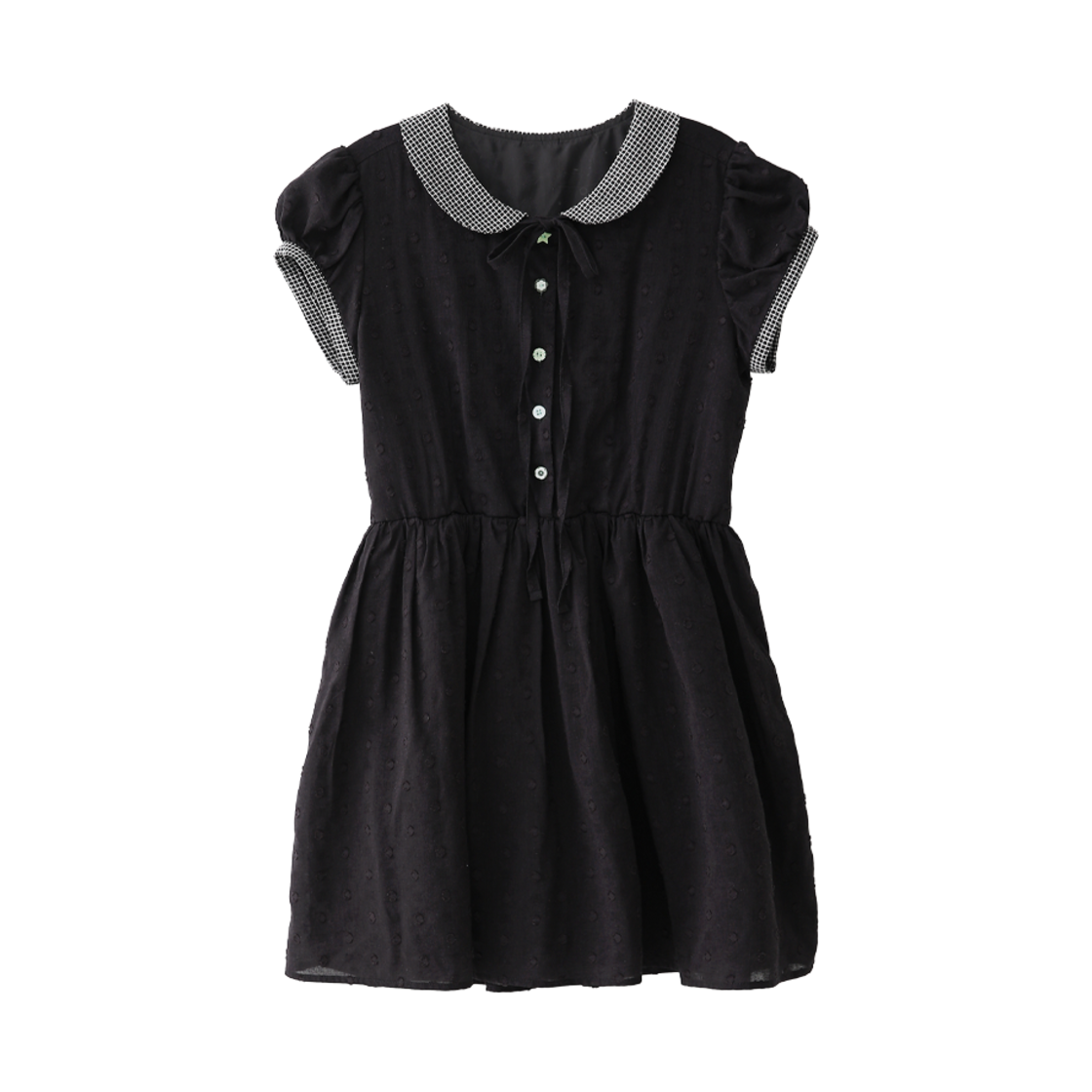 b2558 BadBlue Buttons Collar Dress Black