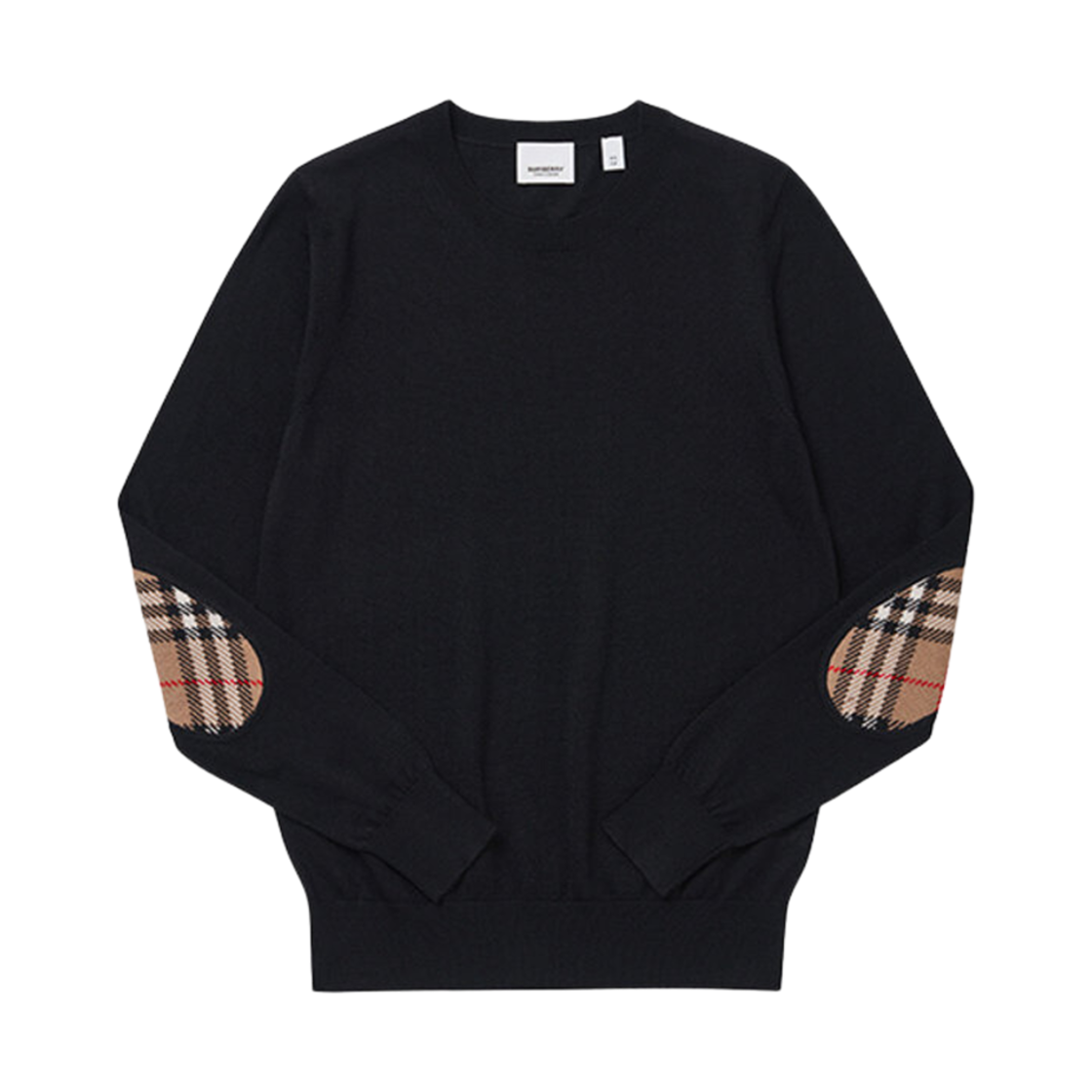 8075008 (W) Burberry Bempton Check Patch Merino Wool Knit Black