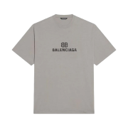Balenciaga Distressed BB Pixel Boxy Fit T-Shirt Taupe