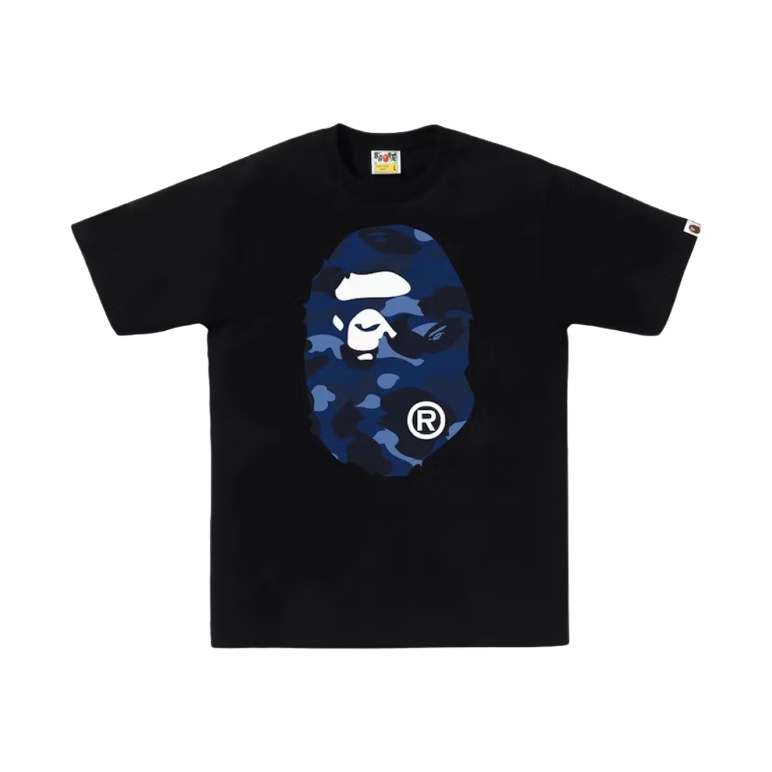 베이프 컬러 카모 빅 에이프 헤드 티셔츠 블랙 네이비(BAPE Color Camo Big Ape Head T-Shirt Black Navy)