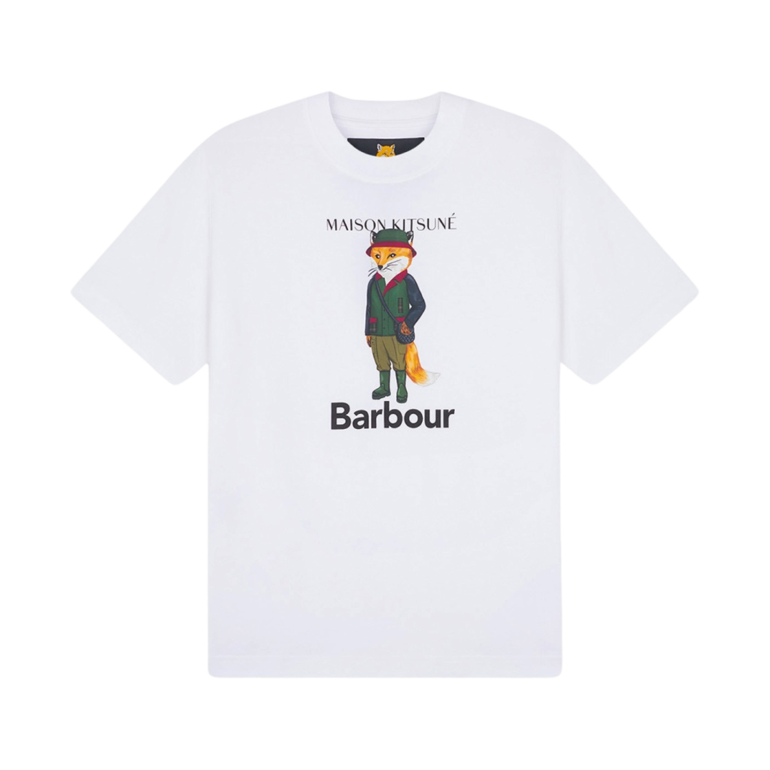 바버 x 메종 키츠네 뷰포트 폭스 티셔츠 화이트(Barbour x Maison Kitsune Beaufort Fox T-Shirt White)