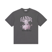 (W) Ganni Grey Future Relaxed Lamb T-Shirt Volcanic Ash