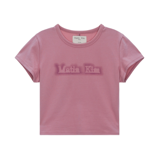 ★Matin Kim★ MATIN SMALL LOGO CROP TOP IN PINK MK2377TS044M MUSINSA | MATIN KIM HALF TEXT LOGO TOP FOR WOMEN IN PINK
