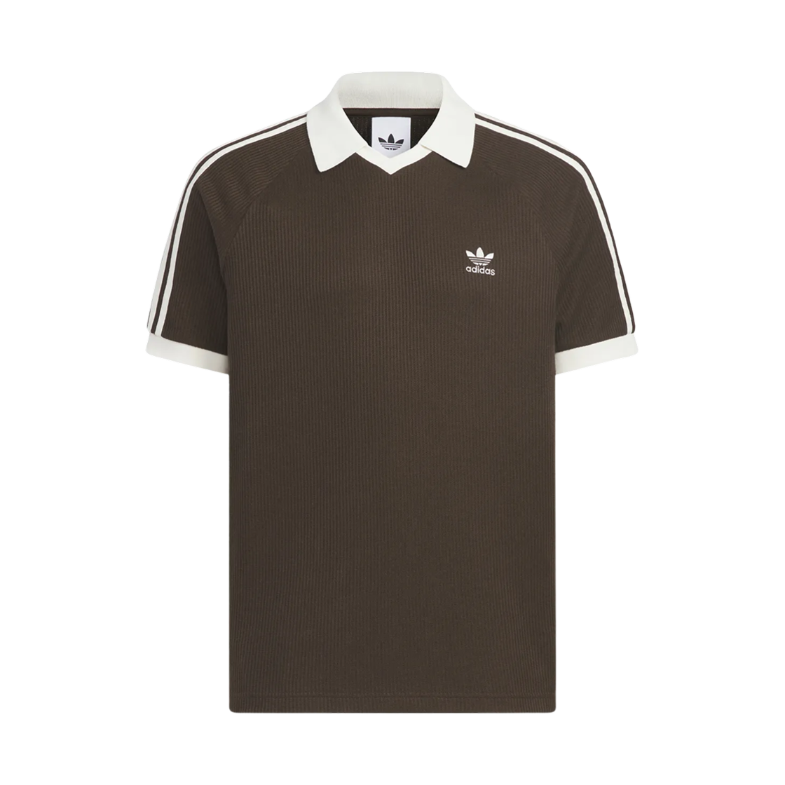 아디다스 와플 숏슬리브 폴로 셔츠 다크 브라운 - KR 사이즈(Adidas Waffle Short Sleeve Polo Shirt Dark Brown - KR Sizing)