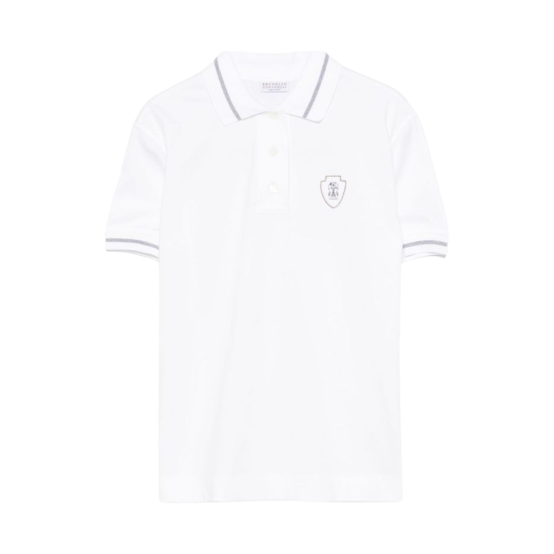 (W) 브루넬로 쿠치넬리 로고 폴로 셔츠 화이트((W) Brunello Cucinelli Logo Polo Shirt White) - 1