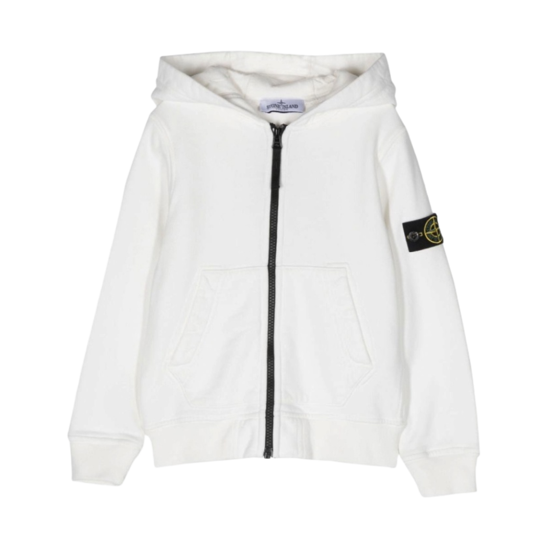 (키즈) 스톤 아일랜드 60740 코튼 플리스 풀 집업 후드 스웨트셔츠 오프 화이트 - 22FW((Kids) Stone Island 60740 Cotton Fleece Full Zip Hooded Sweatshirt Off White - 22FW) - 1
