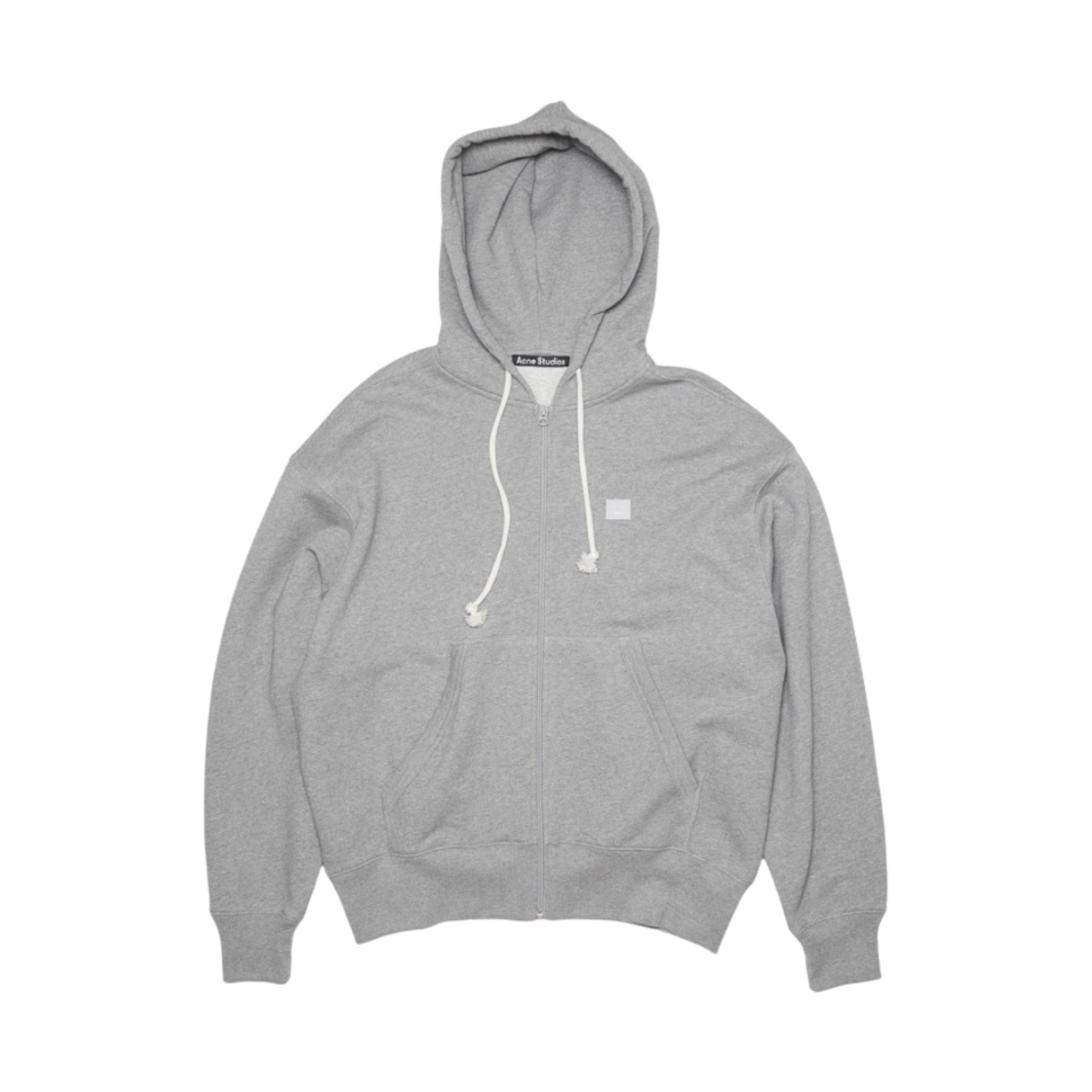 아크네 스튜디오 페이스 집업 후드 스웨트셔츠 라이트 그레이 멜란지(Acne Studios Face Zip Up Hooded Sweatshirt Light Grey Melange) - 1