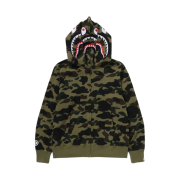 BAPE 1st Camo Shark Full Zip Double Hoodie Green