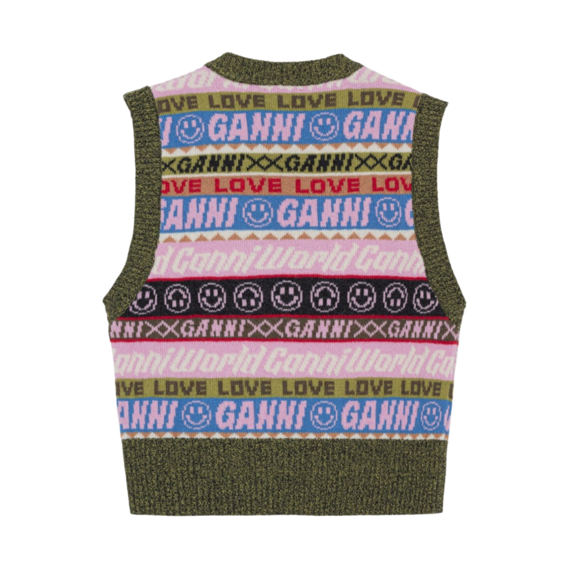 (W) 가니 그래픽 브이넥 베스트 멀티컬러((W) Ganni Graphic V-Neck Vest Multicolour) - 2
