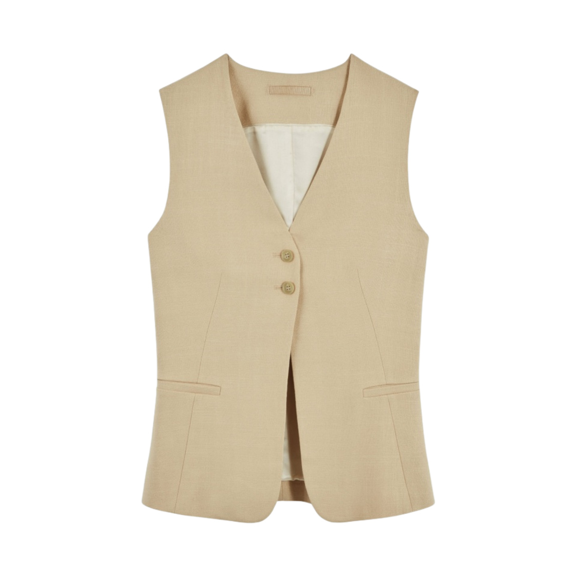 (W) 코스 롱라인 웨이스트코트 베이지((W) COS Long Line Waistcoat Beige)