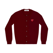 (W) Play Comme des Garcons Red Heart Knit Cardigan Burgundy