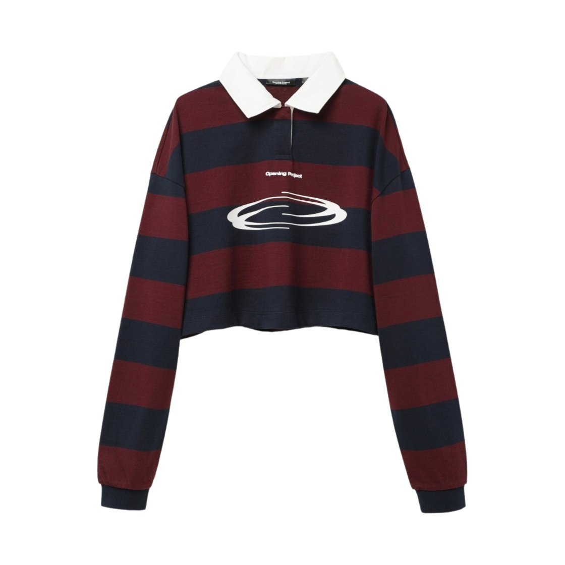 오프닝프로젝트 W 아이덴티티 스트라이프 칼라 티셔츠 버건디