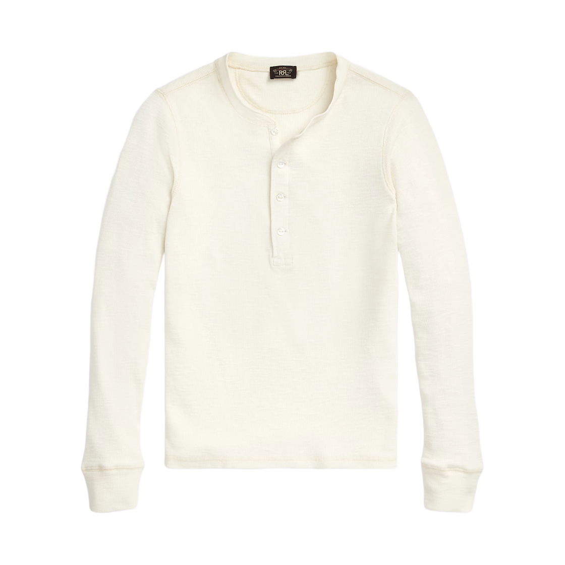 더블알엘 와플 니트 코튼 헨리 페이퍼 화이트(Double RL Waffle Knit Cotton Henley Paper White) - 1