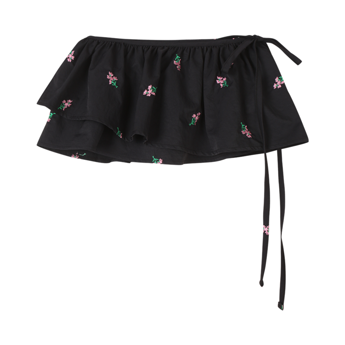 네이비 플로럴 엠브로이더리 레이어드 스커트 블랙(Neib Floral Embroidery Layered Skirt Black)
