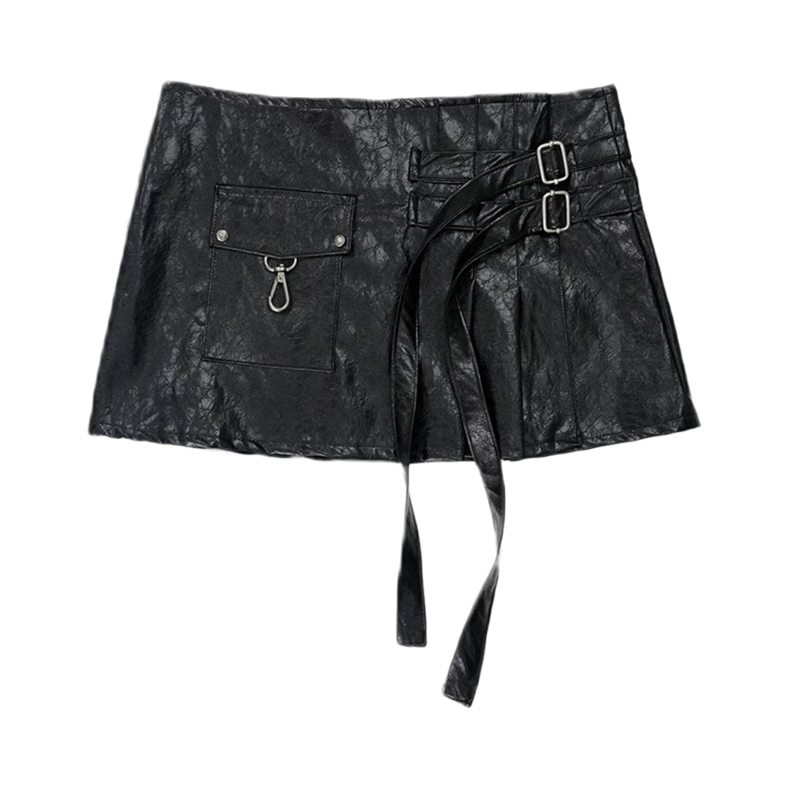 24SSK03BK Elfelfelf Archives Pleates Wrap Skirt Black