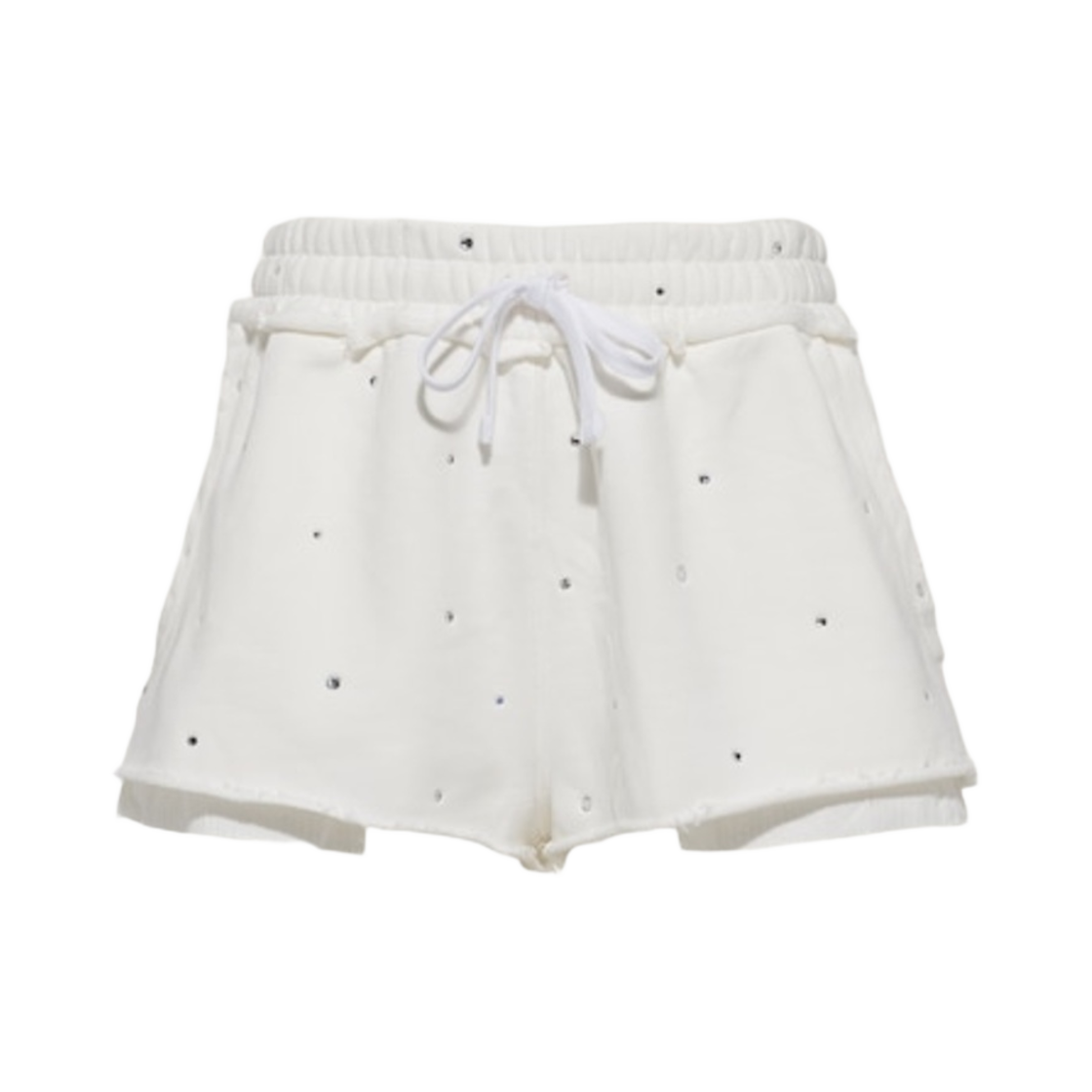 (W) 미우 미우 자수 코튼 쇼츠 화이트((W) Miu Miu Embroidered Cotton Shorts White) - 1