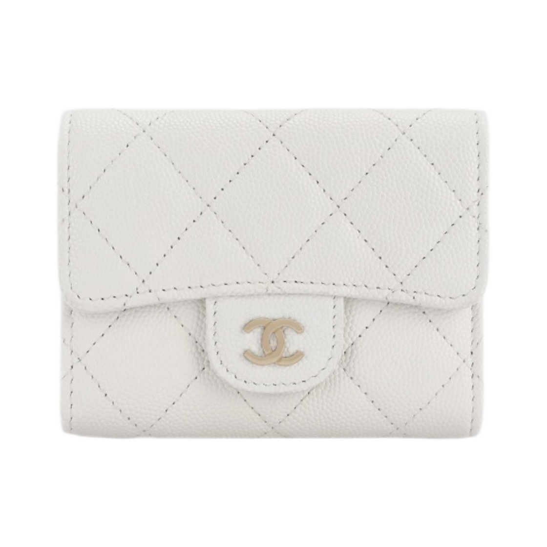 샤넬 클래식 스몰 플랩 지갑 그레인드 카프스킨 & 골드 메탈 화이트(Chanel Classic Small Flap Wallet Grained Calfskin & Gold White) - 1