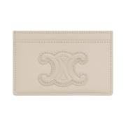 Celine Card Holder Cuir Triomphe in Shiny Calfskin Light Stone