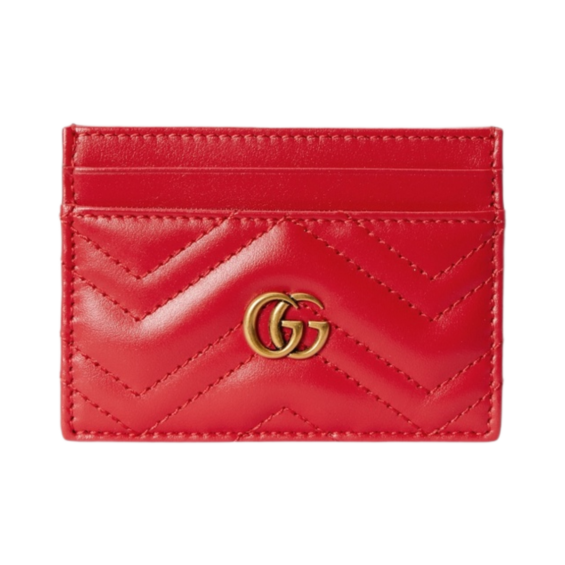 구찌 GG 마몽 마틀라세 카드 케이스 레드(Gucci GG Marmont Matelasse Card Case Red) - 1