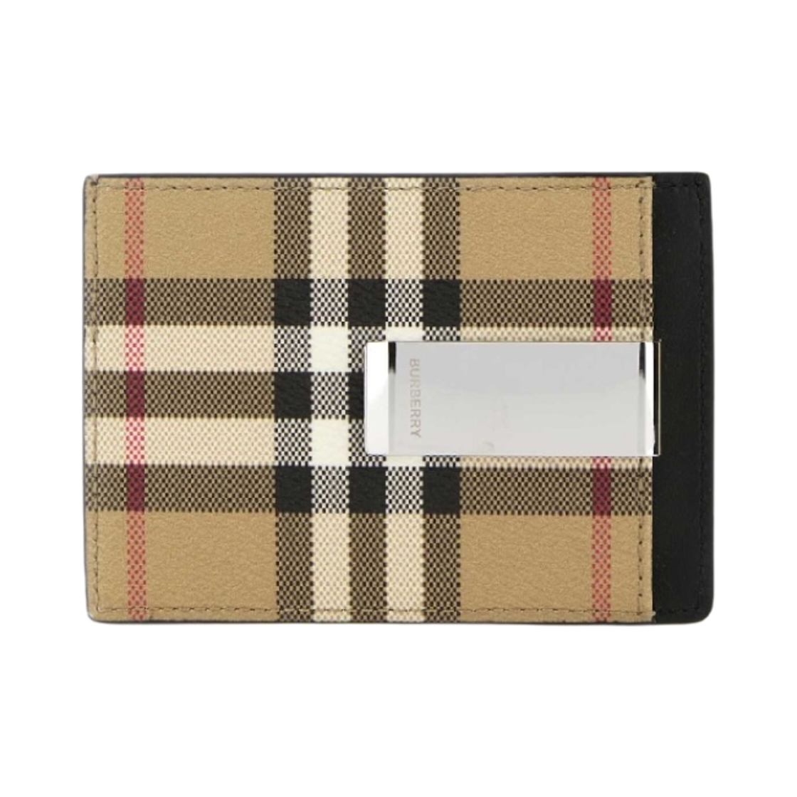 버버리 체크 패브릭 레더 카드 홀더 베이지(Burberry Check Fabric Leather Card Holder Beige) - 2
