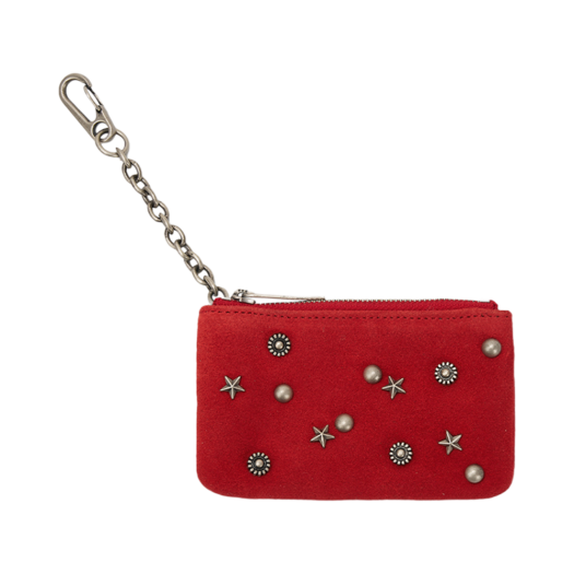 EE000137_RDSS Margesherwood Full Stud Zipper Wallet Red Studded Suede
