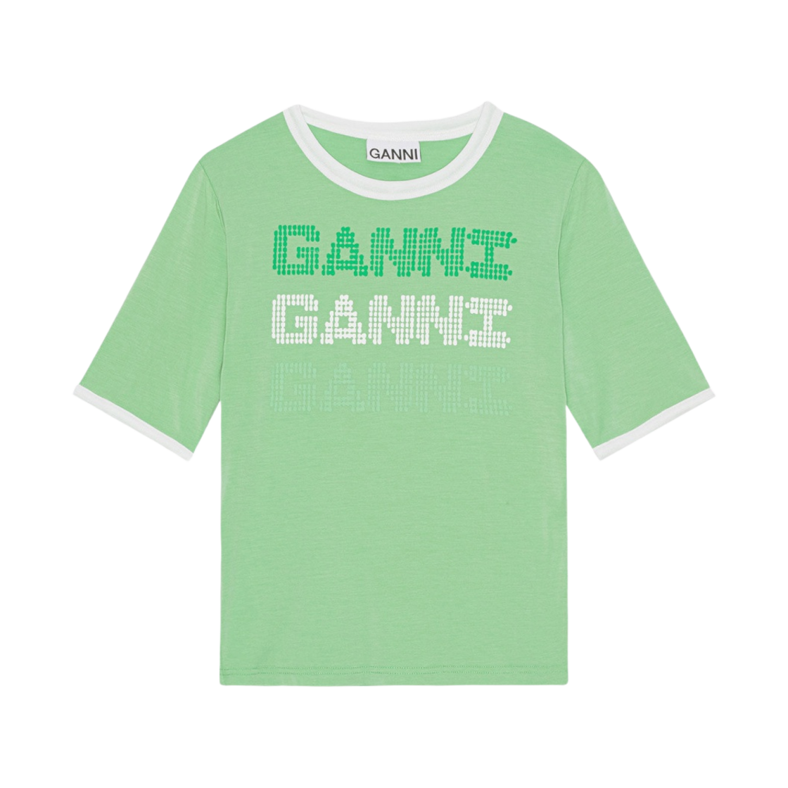 (W) 가니 피티드 티셔츠 피팟((W) Ganni Fitted T-Shirt Peapod) - 1