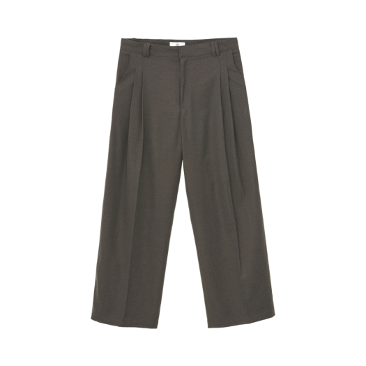 24FWPA01MB Woodman Pintuck Wide Slacks Mocha Brown