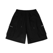 BORN TO WIN Symbol Logo Cargo Bermuda Pants Black