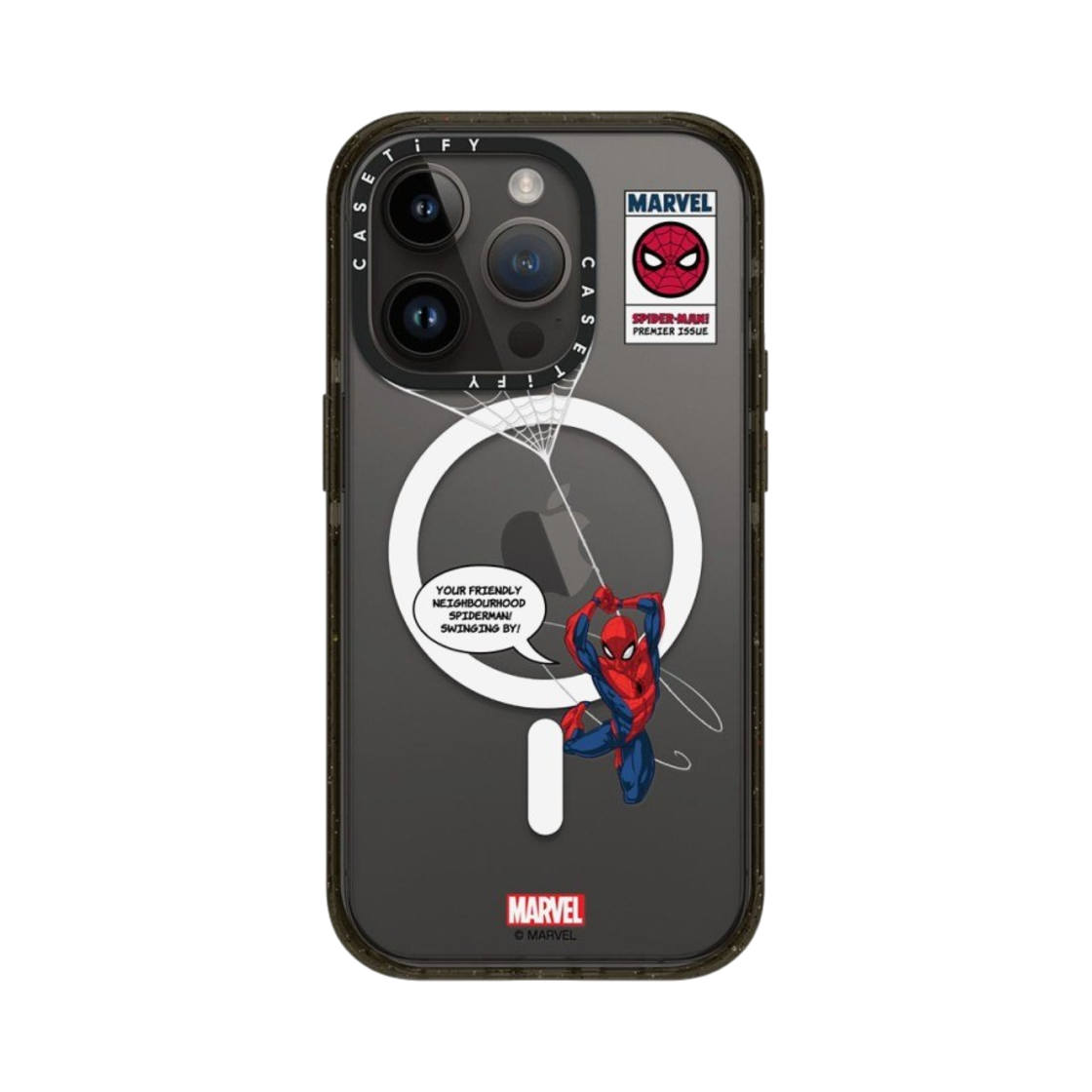 케이스티파이 x 마블 아이폰 스파이더맨 스윙 맥세이프 임팩트 케이스 클리어 블랙(Casetify x Marvel iPhone Spider-Man Swinging Magsafe Impact Case Clear Black) - 3