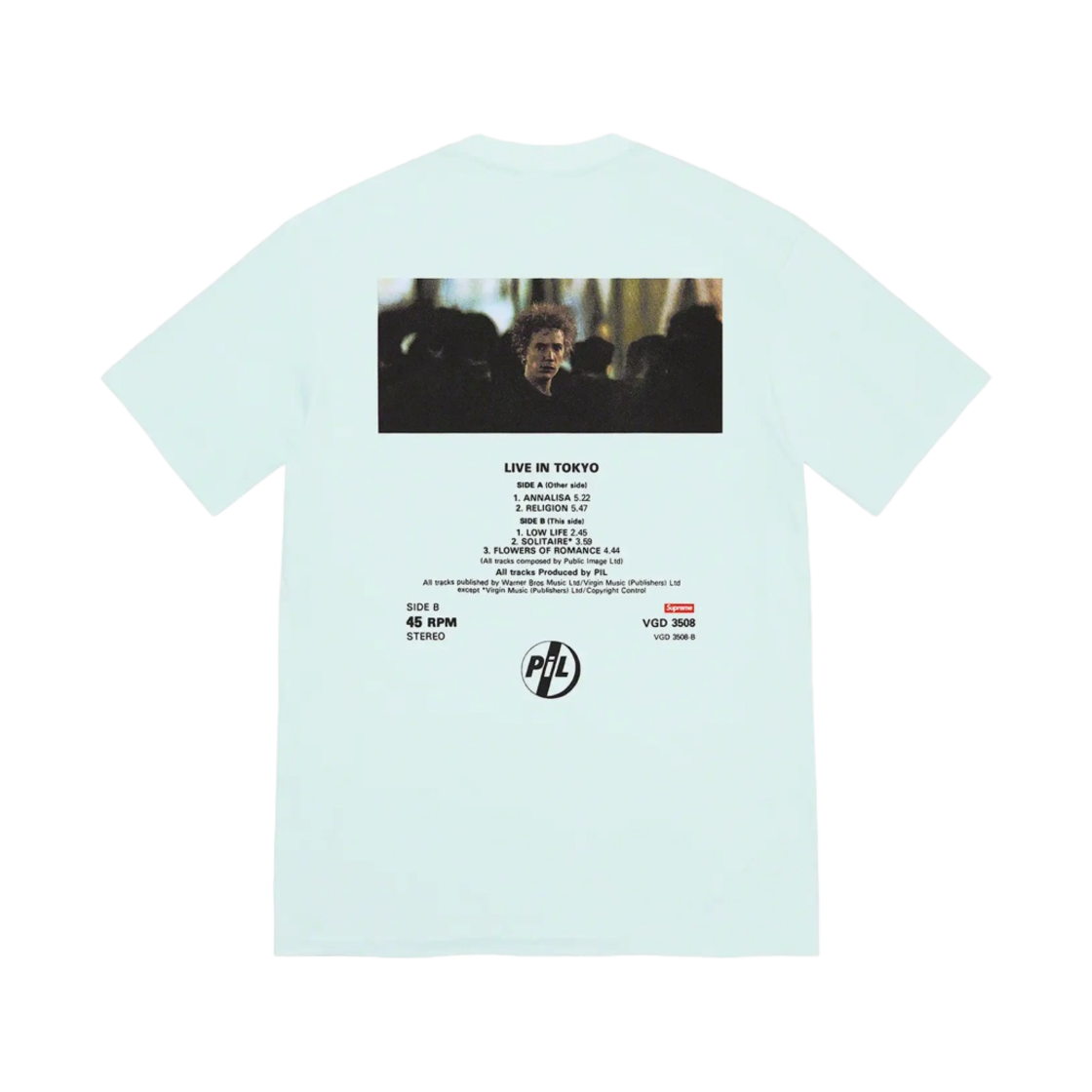 슈프림 필 리브 인 도쿄 티셔츠 페일 블루 - 22FW(Supreme PiL Live In Tokyo T-Shirt Pale Blue - 22FW) - 2