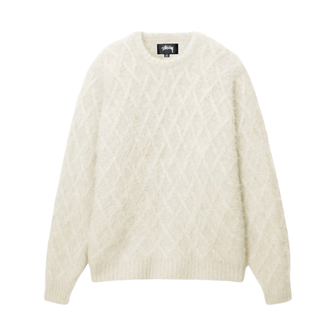스투시 퍼지 래티스 크루 스웨터 아이보리