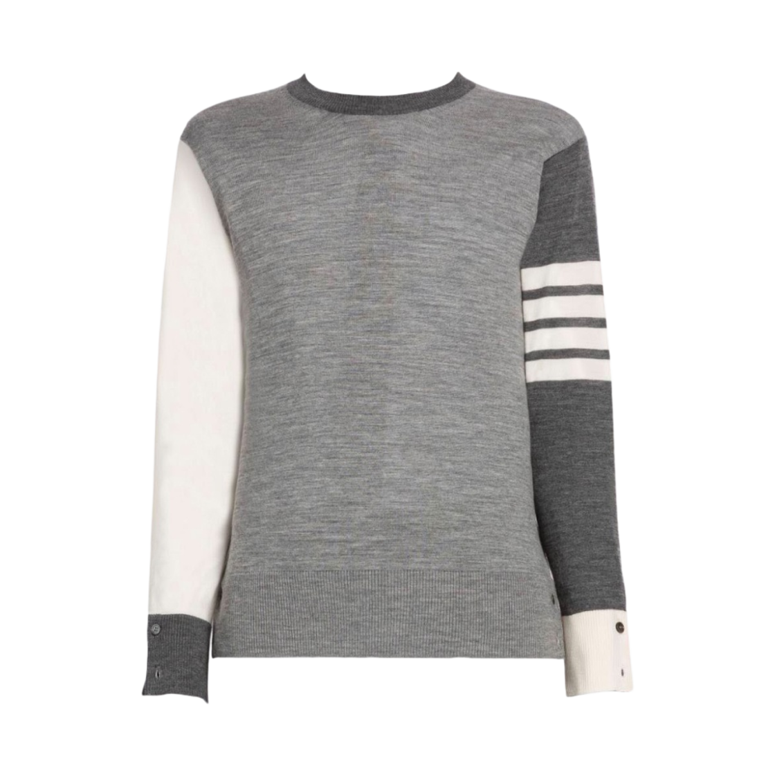 톰브라운 펀 믹스 파인 멜리노 사선 크루넥 풀오버 토날 그레이(Thom Browne Fun-Mix Fine Merino 4-Bar Crewneck Pullover Tonal Grey) - 1