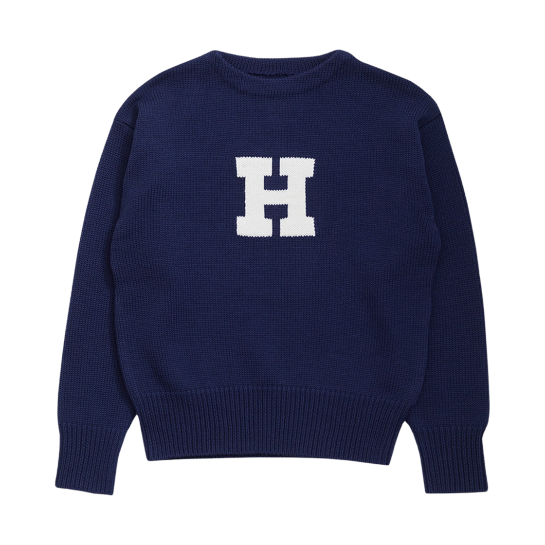 - Heritage Floss Wool Letterman Sweater Navy