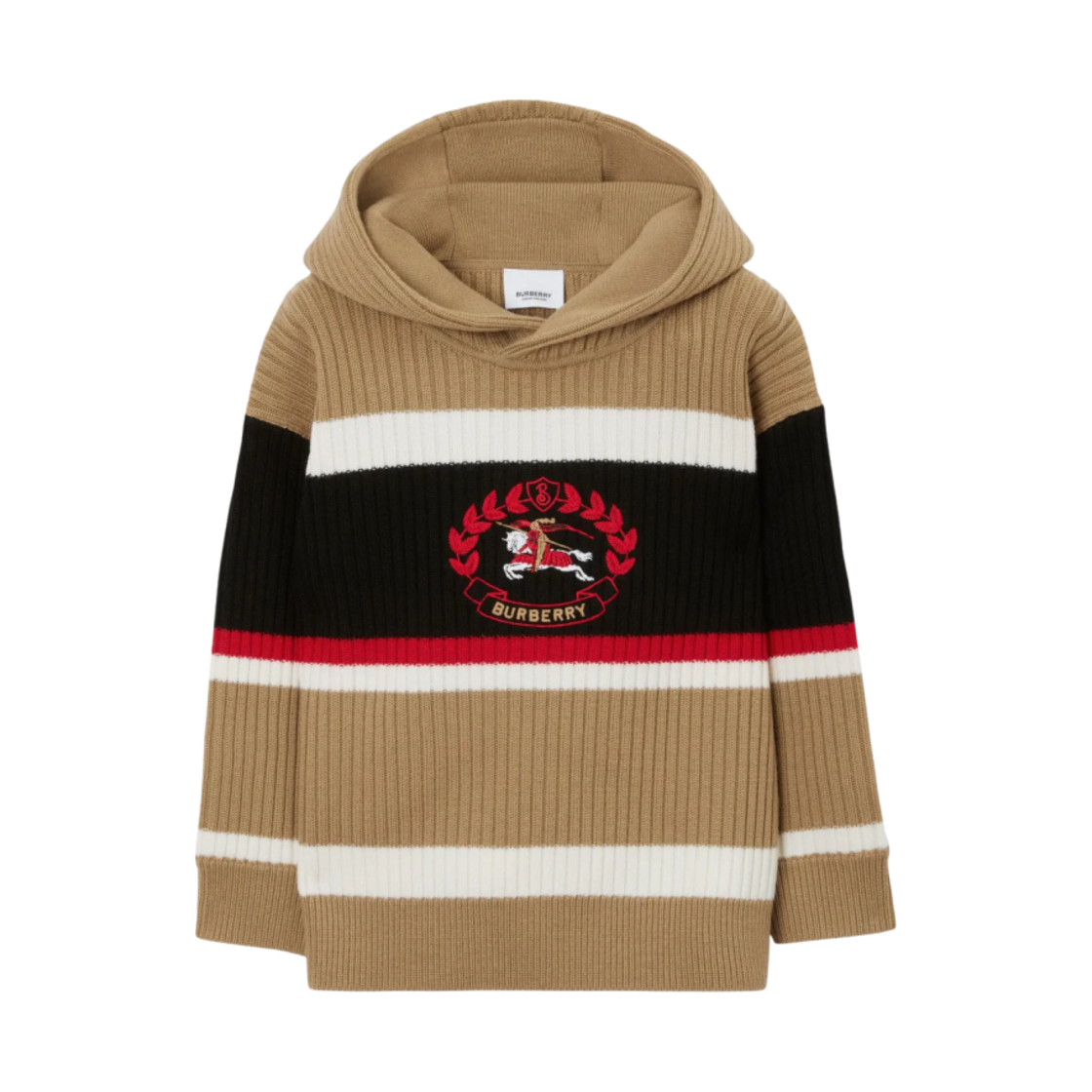 8065791 (Kids) Burberry EKD Embroidered Wool Hoodie Archive Beige