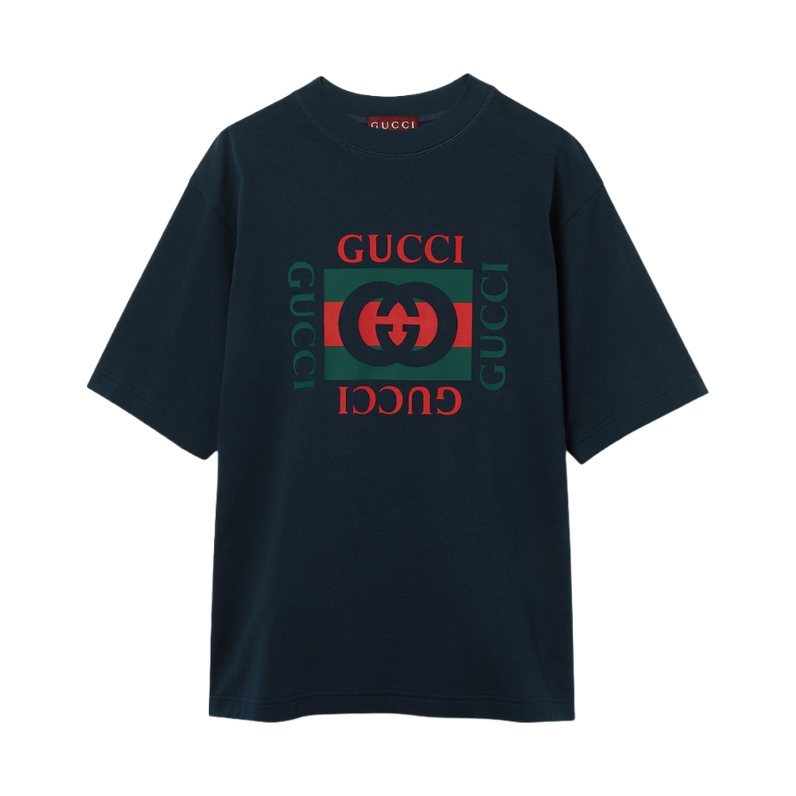 구찌 코튼 저지 티셔츠 프린트 블랙 헤비 코튼 저지(Gucci Cotton Jersey T-Shirt with Gucci Print Black Heavy Cotton Jersey)