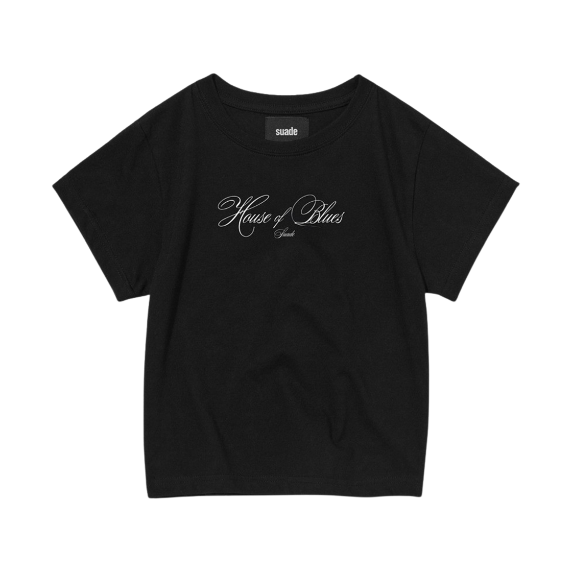 SD4STO009BK Suade Handwritten Crop Tee Black