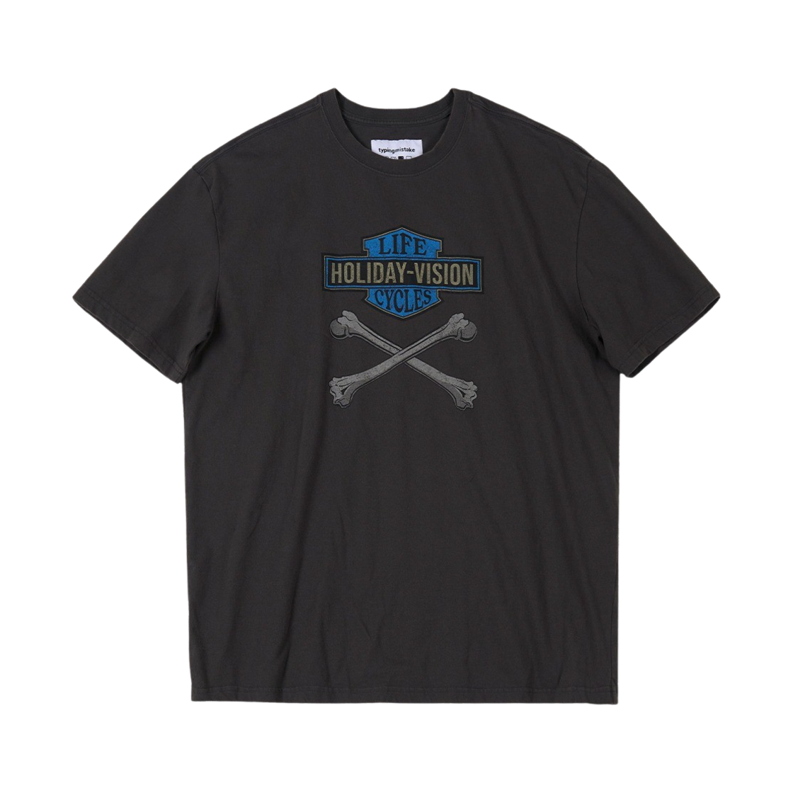 타이핑 미스테이크 홀리데이 비전 패러디 그래픽 티셔츠 V.4 다크 그레이(Typing Mistake Holiday-Vision Parody Graphic T-Shirt V.4 Dark Grey)