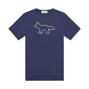 Maison Kitsune Rainbow Profile Fox Embroidered T-Shirt Navy