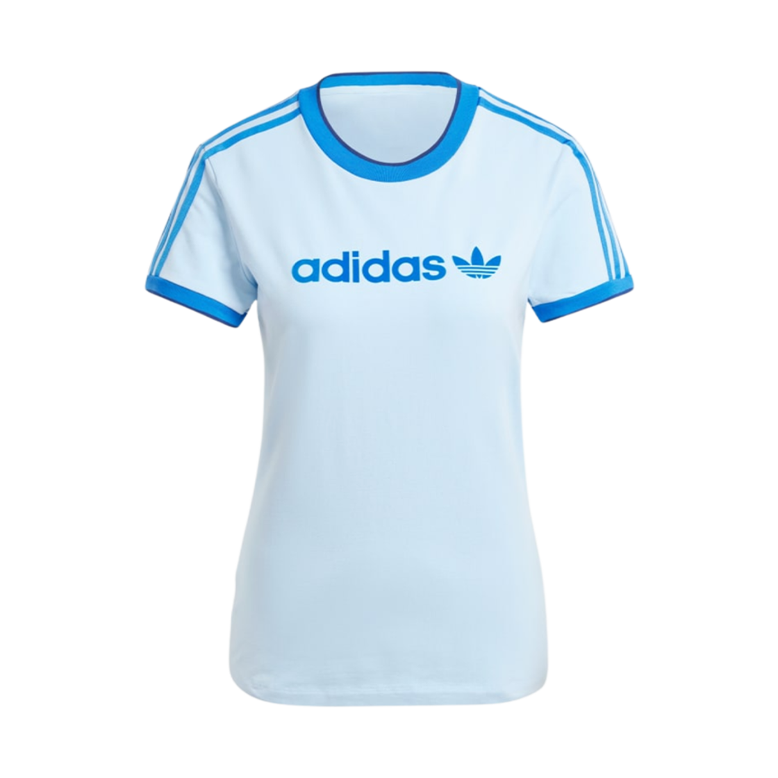 (W) 아디다스 그래픽 배지 슬림 3S 티셔츠 클리어 스카이 - KR 사이즈((W) Adidas Graphic Badge Slim 3S T-Shirt Clear Sky - KR Sizing) - 1