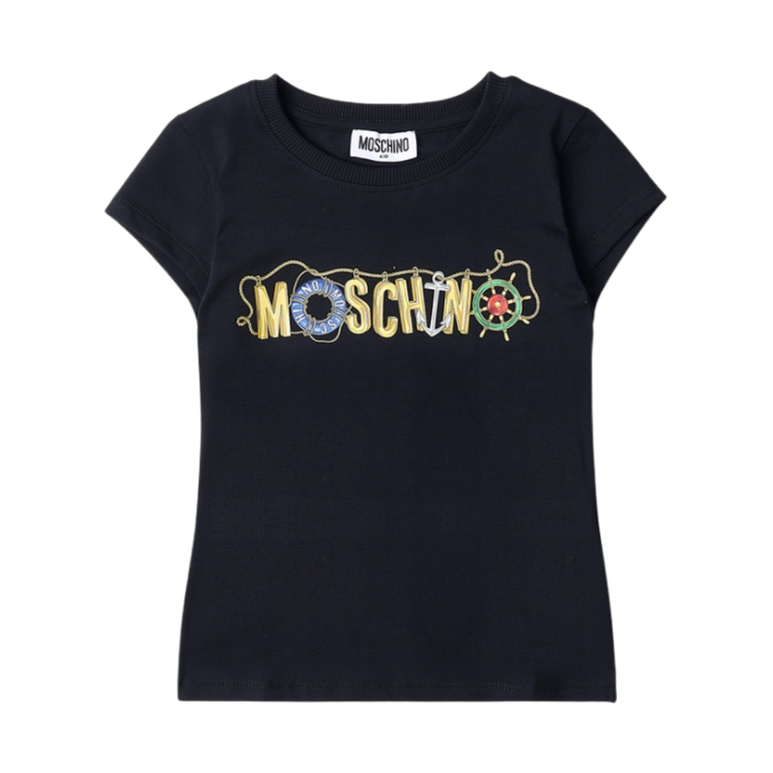 H2M042LBA0060100 (Kids) Moschino Nautical Logo T-Shirt Black